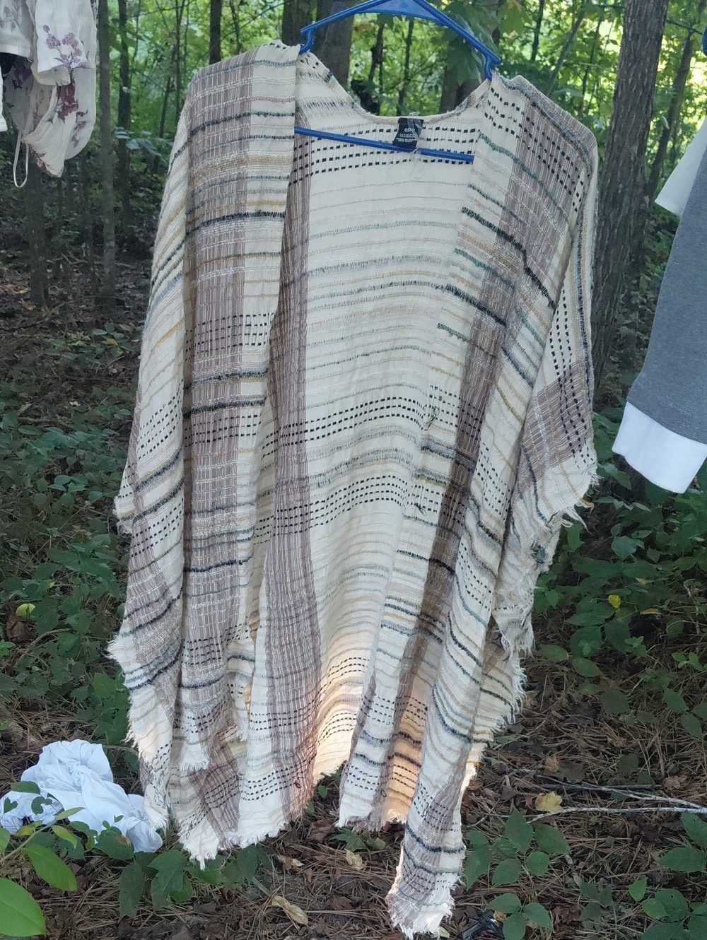 Boho Stripe Woven Throw - Neutral Cream & Brown